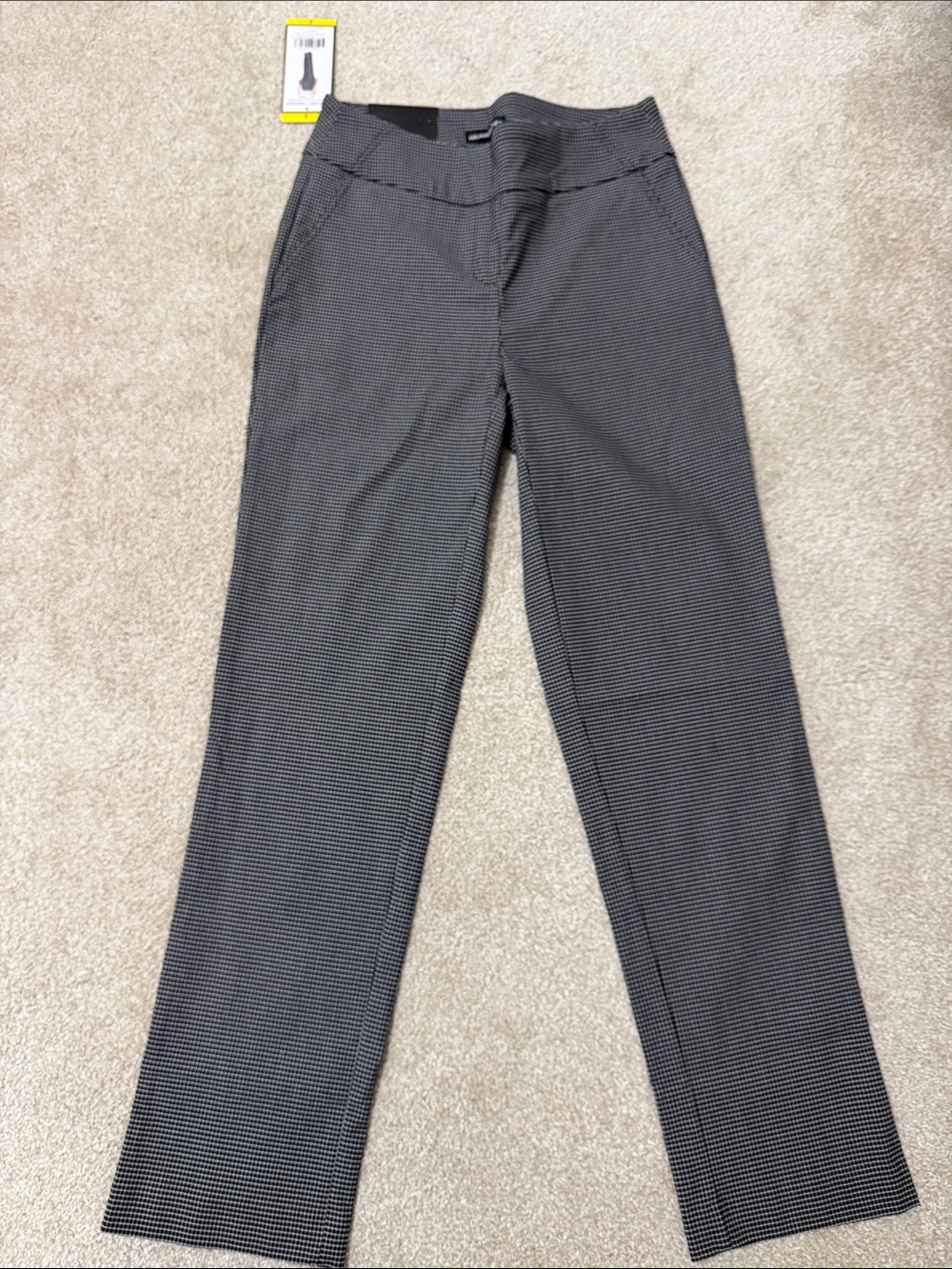 Women's Slim Straight Dress Pants in Black & White Houndstooth